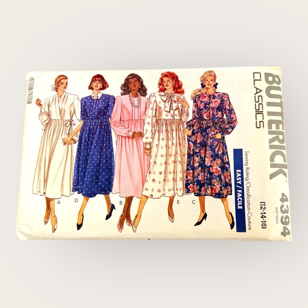 Vintage 1980s Butterick Sewing Pattern 4394 Misses Maternity Dress Size 12-16